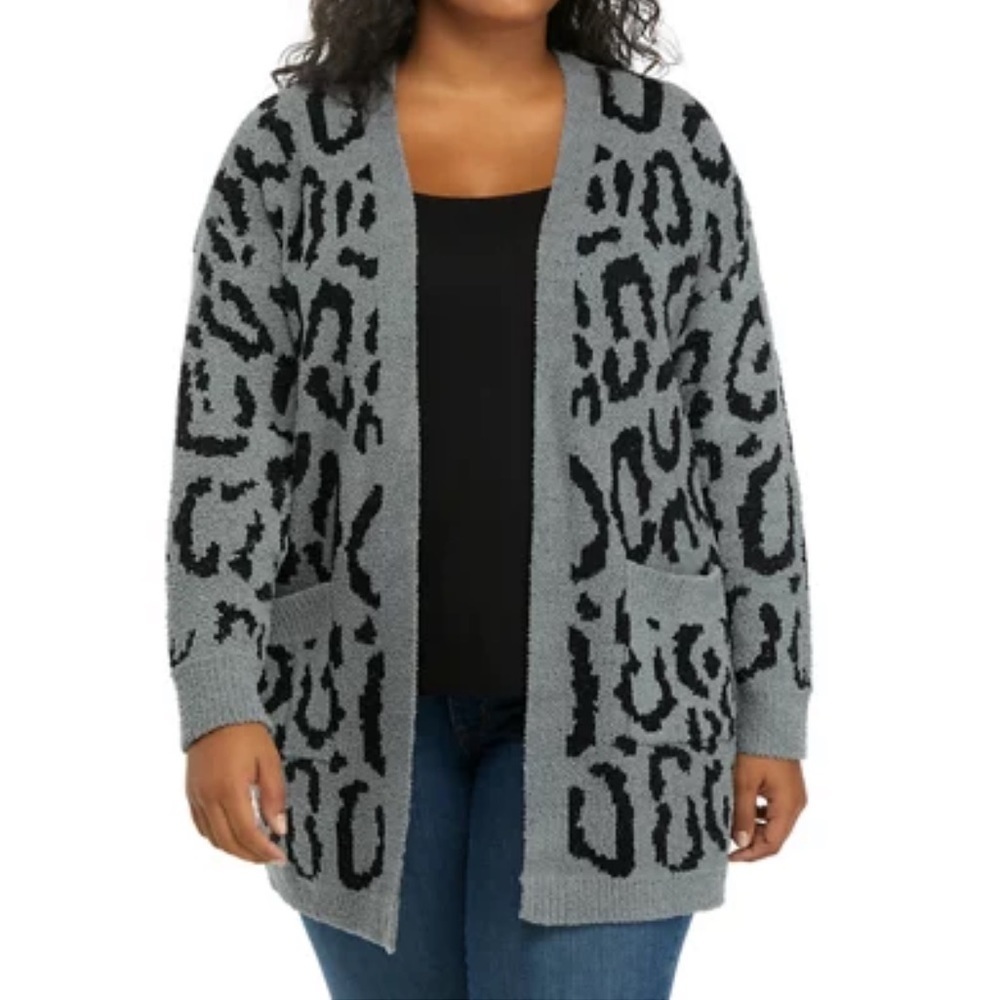 Rachel Zoe Animal Print open sweater cardigan small
